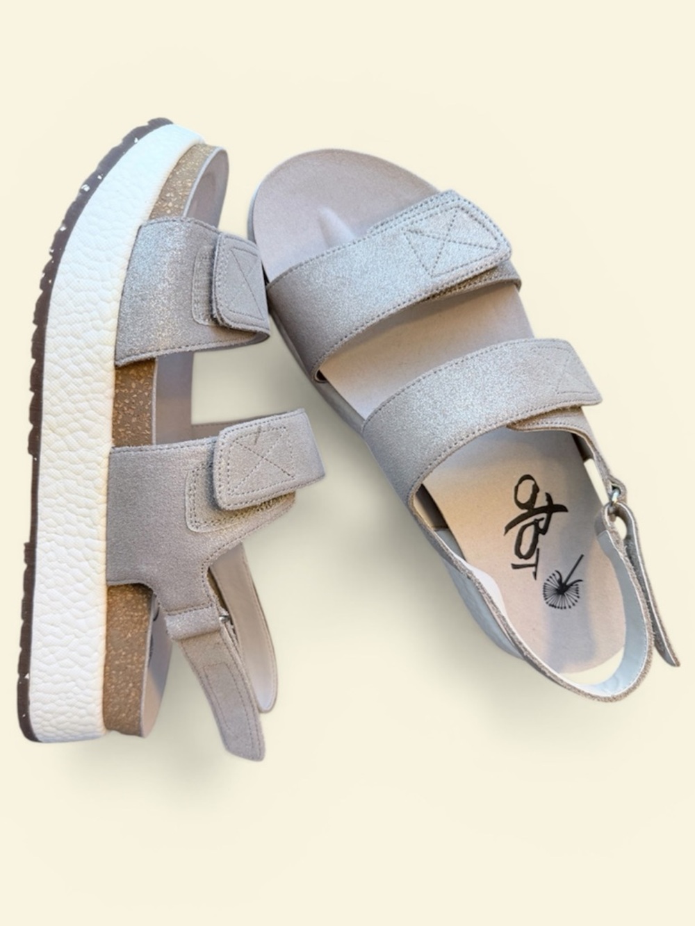 OTBT Shimmery Taupe Double Strap Platform Sandal